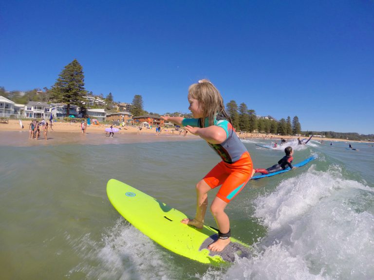 Central Coast Surf School girl surfer 768x576